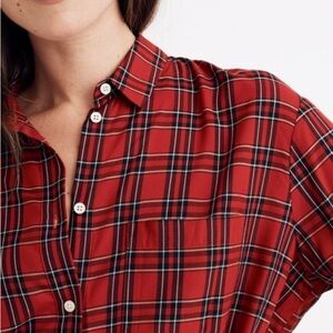 Madewell Red and Black Ex Boyfriend Plaid Shirt